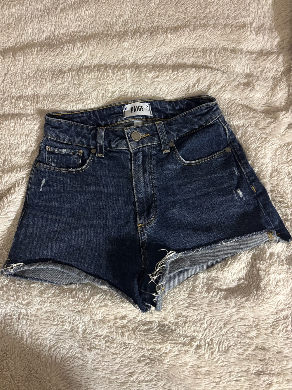 PAIGE Dark Blue Denim Shorts